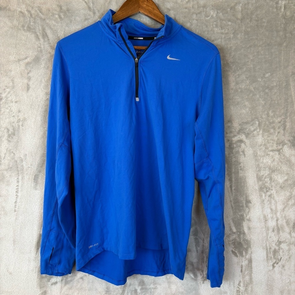 Nike Dri Fit Running Activewear Blue Lightweight Quarter Zip Jacket Mns M